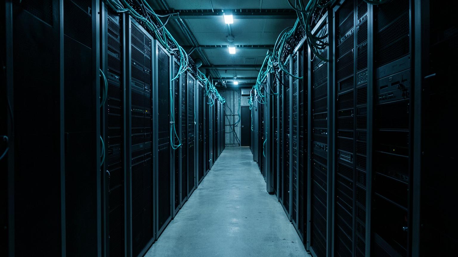 Contabo style European dedicated server hall with dense economical servers
