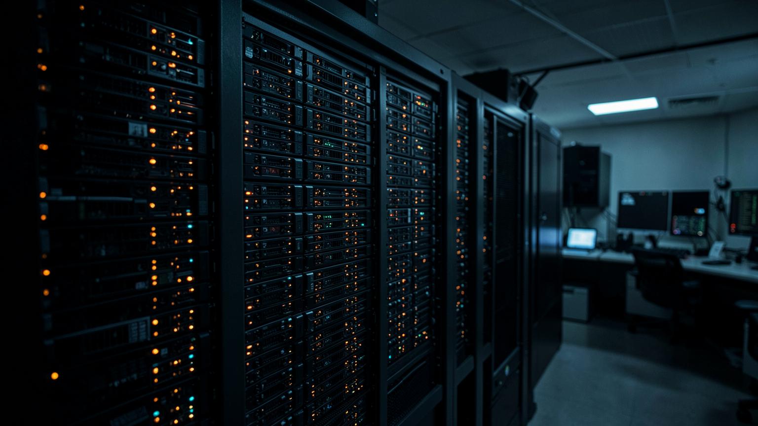 cPanel shared web hosting rack with dense 1U nodes in a hosting control room