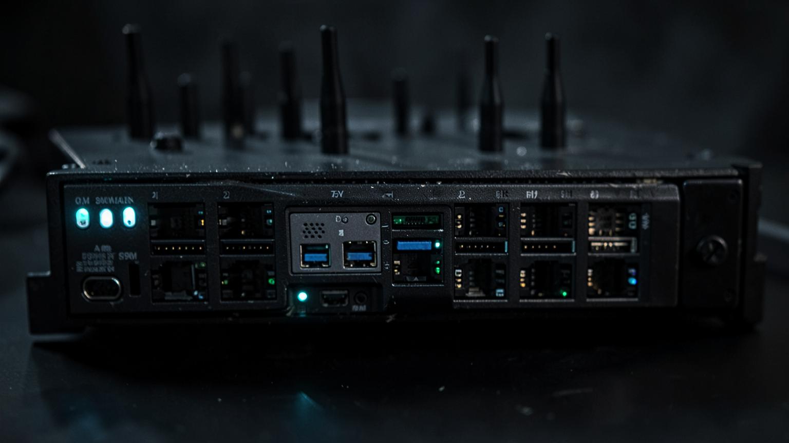 GoIP multi-SIM GSM to VoIP gateway with antenna array and network ports