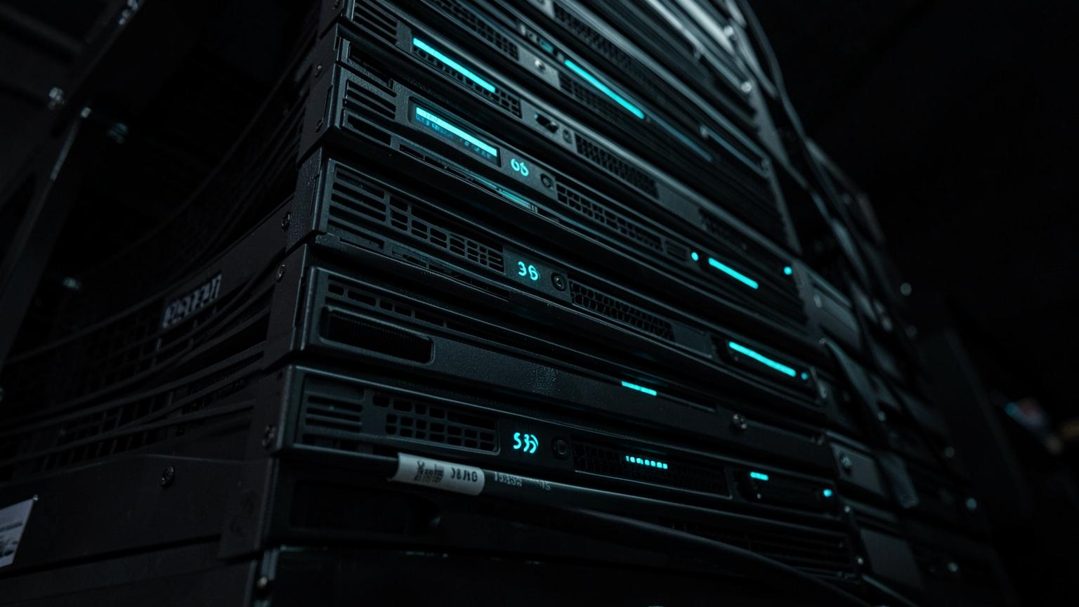 Plivo style voice API edge servers stacked with illuminated status bars
